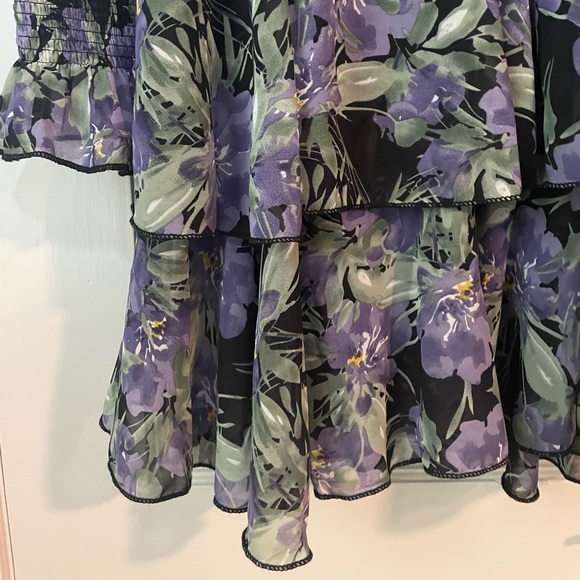 Boho Tiered Ruffle Layer Floral Mini Dress (medium) - Picture 8 of 12
